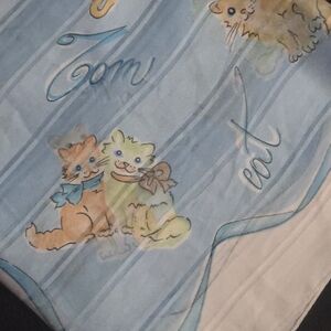 Vintage Rolled Edge Silk Cat Motif Handkerchief / Neck Scarf